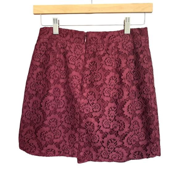Madewell Women's Asymmetrical Lace Mini Size 4 in Burgundy Lined - Picture 5 of 5